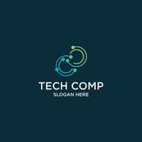 Creative technology computer logo design with modern style vector