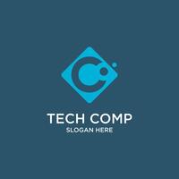 technology computer logo design with modern style vector