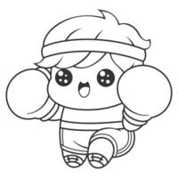 The fat boy really wants to be a boxer, for coloring vector