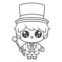 Little boy becomes a great magician, for coloring vector