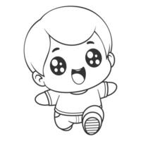 Cute boy running happily, for coloring vector