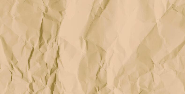 Crumpled brown craft paper texture with visible folds and creases, creating a realistic aged and wrinkled effect for backgrounds, vintage designs, banner, scrapbooking, and artistic overlays.