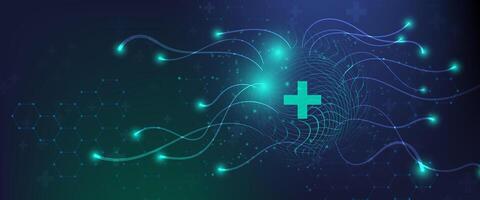 Healthcare technology and medical innovation digital technology background. Science and technology concepts. Abstract futuristic design. illustration. vector