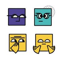 Four different colored squares with different expressions vector