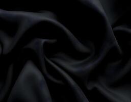 Dark Satin Fabric Texture with Smooth Folds and Elegant Drapes photo