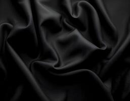 Elegant Black Silk Fabric Texture with Soft Draping and Subtle Lighting photo