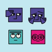 Four different colored squares with different expressions vector