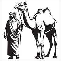 Silhouette of a riding on camel for race vector
