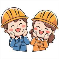 Smiling Builders at Work Illustration vector