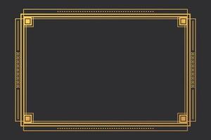 Vintage golden Art Deco frame in rectangular shape. Art Deco border design vector