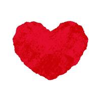 Textured red heart isolated on white background. Red heart with torn edge and grunge texture vector