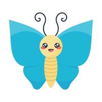 Cute smiling butterfly character isolated on white background. Butterfly cartoon mascot icon vector