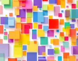 Colorful Abstract Background with Floating Rectangular Shapes on White Surface photo