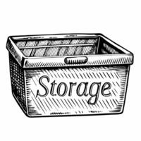 Hand Drawn Storage Basket Illustration in Vintage Style for Organization Graphics vector