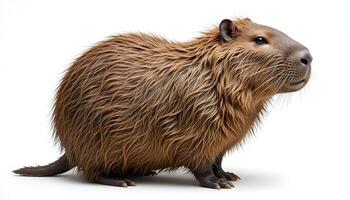 Capybara Standing Profile Isolated on White Background in Studio Shot photo