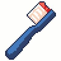 Retro Pixel Art Toothbrush with Toothpaste Illustration vector