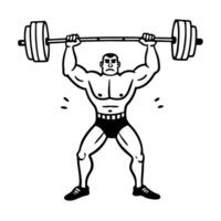 strongman lifting heavy barbell against white background of bodybuilder showcasing strength and power in weightlifting vector