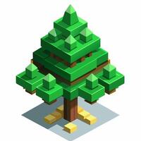 Isometric Low Poly Pine Tree Illustration for Digital Design and Gaming vector