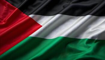 Waving Palestinian Flag Close-up Showing Texture and Color photo