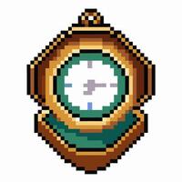 Retro Pixel Art Clock Vintage Timepiece in 8 Bit Style for Nostalgic Designs vector