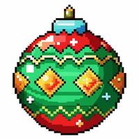 Festive Pixel Art Christmas Ornament with Retro Geometric Design for Holiday D ecor vector