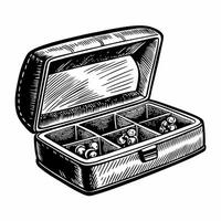 Vintage Fishing Tackle Box Illustration with Lures and Compartments vector