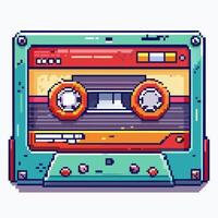 Retro 8 Bit Cassette Tape in Vibrant Pixel Art Style vector
