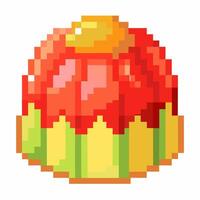 Colorful Pixel Art Cake Illustration with Strawberry and Orange Topping vector