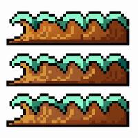 Retro Pixelated Ground Layers with Grass Texture for Game Design vector