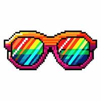 Colorful Pixel Art Sunglasses with Rainbow Reflective Lenses vector