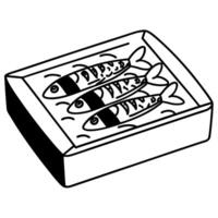 box of fish three fish in enclosed square box simple line art illustration vector