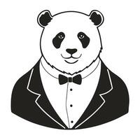 Panda in tuxedo elegant animal portrait in formal attire with bow tie vector