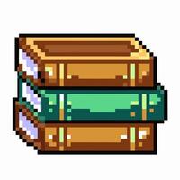 Vintage Pixel Art Stack of Retro Books with Nostalgic 8 Bit Charm vector
