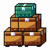 Pixel Art Box Stacks Retro Style Gaming Illustration for Creative Projects vector