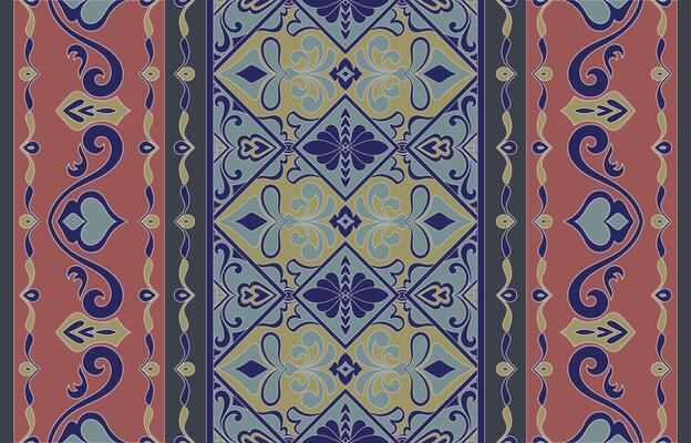 Endless Decorative Tile Pattern with Retro Floral Geometry