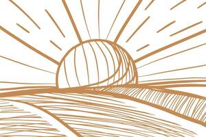 Abstract line art style nature background. Modern simple Japanese design. Hand drawn illustration. vector