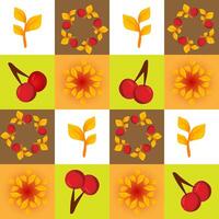 Seamless pattern with red cherry berry fruits. Fabric print template. vector