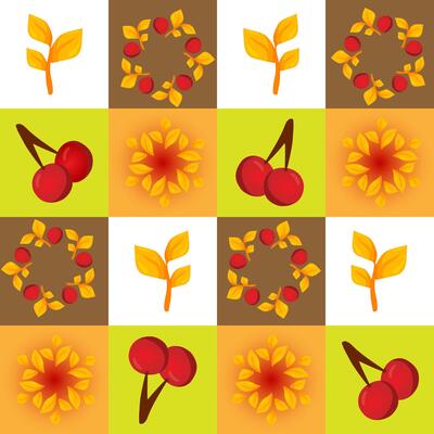 Seamless pattern with red cherry berry fruits. Fabric print template.