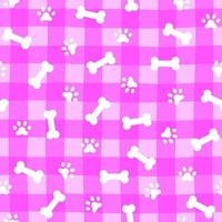 Cute seamless pattern with dog paw prints and bones. Fabric print template. Simple doodle background. vector