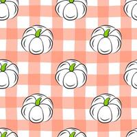 Fresh vegetable seamless pattern with pumpkins. Flat isolated fabric print template. Thanksgiving, harvesting concept backdrop. Farm food wrapping paper. Illustration in flat outline style. vector