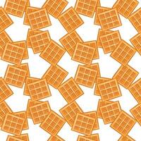 Waffle seamless pattern. Sweets illustration. Bakery wallpaper design element. Menu graphic sugar food. Cartoon, flat doodle drawing outline sketch style. Fabric print template. vector