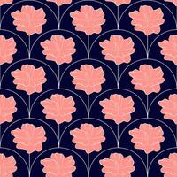 Floral seamless pattern. Botanical fabric print template. Illustration with pink rose flowers in a row. vector