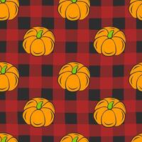 Vegetable seamless pattern with pumpkins. Flat isolated fabric print template. Thanksgiving, harvesting concept backdrop. Farm food wrapping paper. Illustration in flat outline style. vector