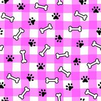 Cute seamless pattern dog paw prints and bones. Fabric print template. Doodle background. vector