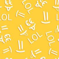 Doodle seamless pattern with smile emoji. simple fabric print template with hand drawn face symbol. Trendy yellow background for kids. vector