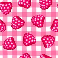 Colorful cartoon raspberry fruit seamless pattern isolated on white background. Doodle simple juicy food. Juice packaging design. Summer fabric print template. vector