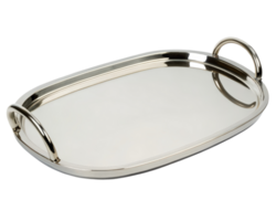 Silver serving tray on a transparent background png