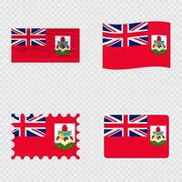 Bermuda national flag in four different styles. vector