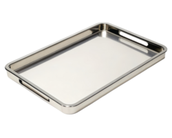 Elegant silver serving tray on a transparent background png