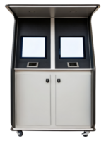 Dual screen kiosk for public use on a transparent background png
